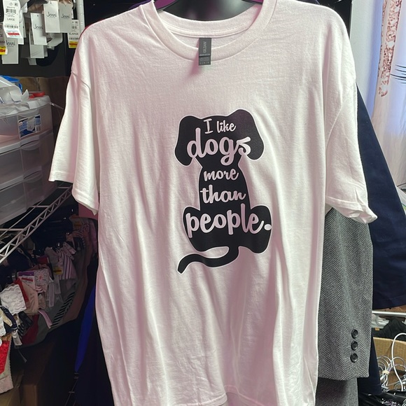 New Handmade “I Like Dogs More Than People” Graphic Tee-  Large - Picture 1 of 4